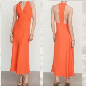 MANGO Wrap Back Midaxi Dress/Orange/Halter - Size XL (12)
